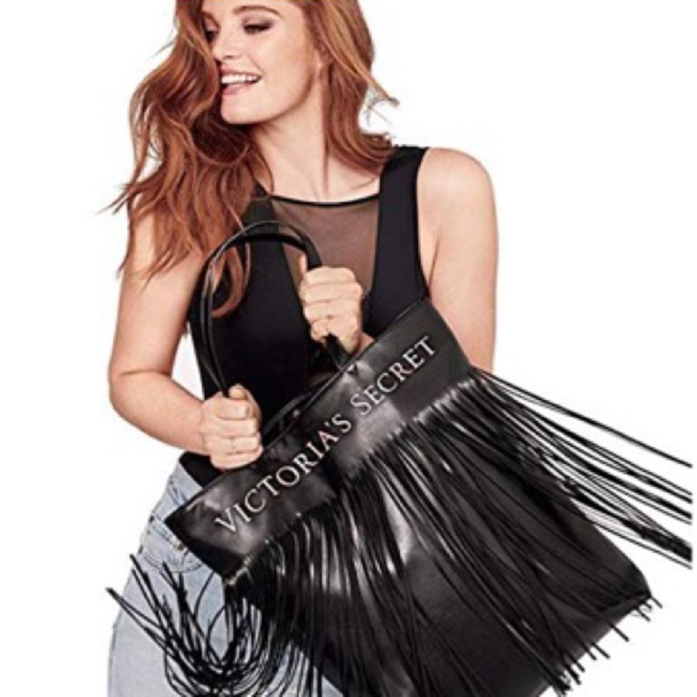 Victoria’s Secret black fringe tote